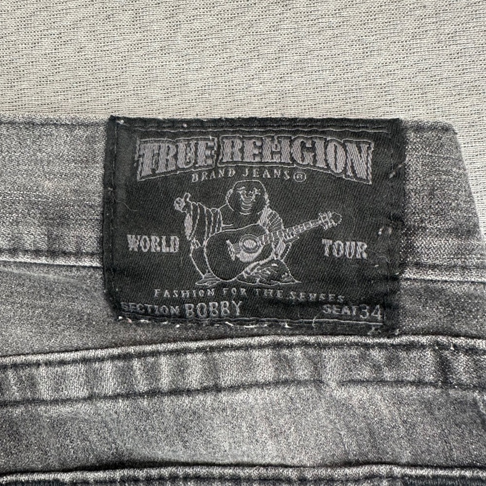 VTG True Religion Bobby Jeans Mens 30 Straight Leg Gray Faded Denim USA Made - Picture 9 of 12